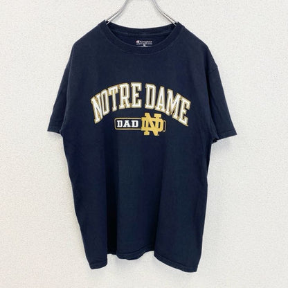古着 used　Champion　チャンピオン　半袖プリントTシャツ　ノートルダム　バスケットボール　ネイビー　Mサイズ