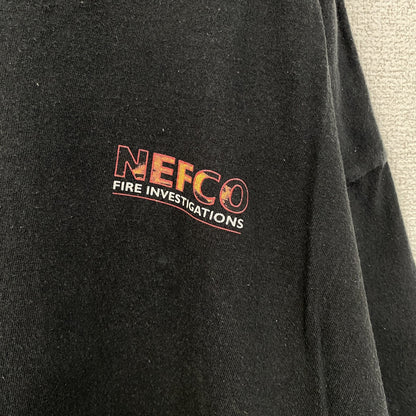 古着 used　Hanes ヘインズ　半袖デザインプリントTシャツ　NEFCO　ビッグT　黒　レトロ　クルーネック　2XLサイズ