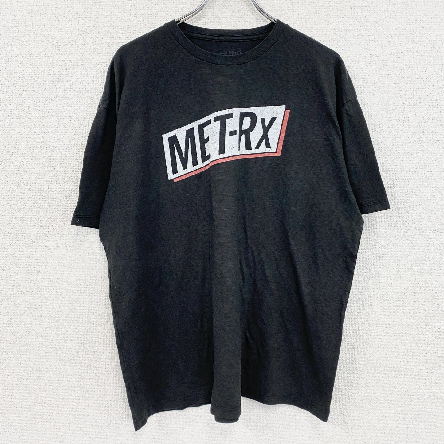 MET-Rx　メトレックス　半袖プリントTシャツ　企業ロゴ　デカロゴ　クルーネック　黒　ブラック　XLサイズ