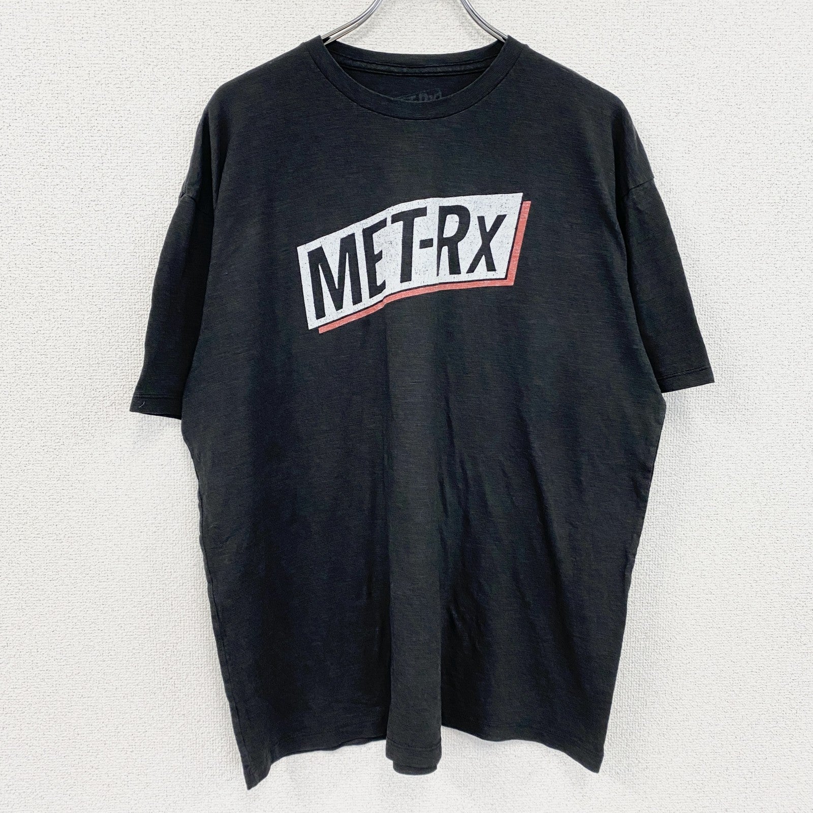 MET-Rx　メトレックス　半袖プリントTシャツ　企業ロゴ　デカロゴ　クルーネック　黒　ブラック　XLサイズ