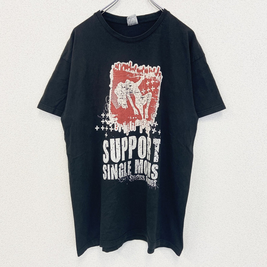 古着 used　B&C ビー&シー　半袖プリントTシャツ　SUUPOR SINGLE MOMS　クルーネック　レトロ　Lサイズ
