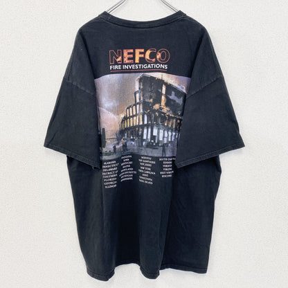 古着 used　Hanes ヘインズ　半袖デザインプリントTシャツ　NEFCO　ビッグT　黒　レトロ　クルーネック　2XLサイズ