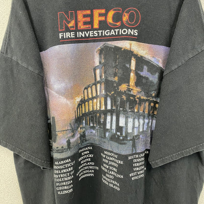 古着 used　Hanes ヘインズ　半袖デザインプリントTシャツ　NEFCO　ビッグT　黒　レトロ　クルーネック　2XLサイズ