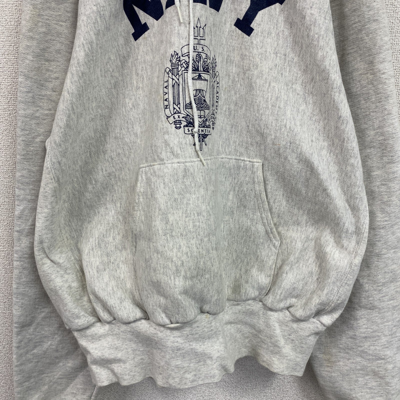 90s　U.S. NAVAL ACADEMY STORE　スウェットパーカー/フーディー　NAVY　霜降りグレー　