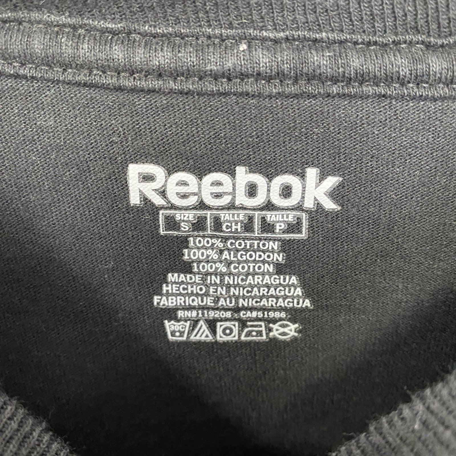 古着 used　Reebok　リーボック　半袖クルーネックプリントTシャツ　スーパーボウル　黒　ブラック　Sサイズ