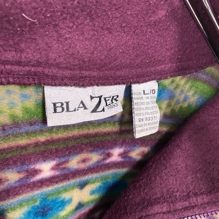 BLAZER　ハーフジップフリースプルオーバー　総柄　紫　パープル　Lサイズ