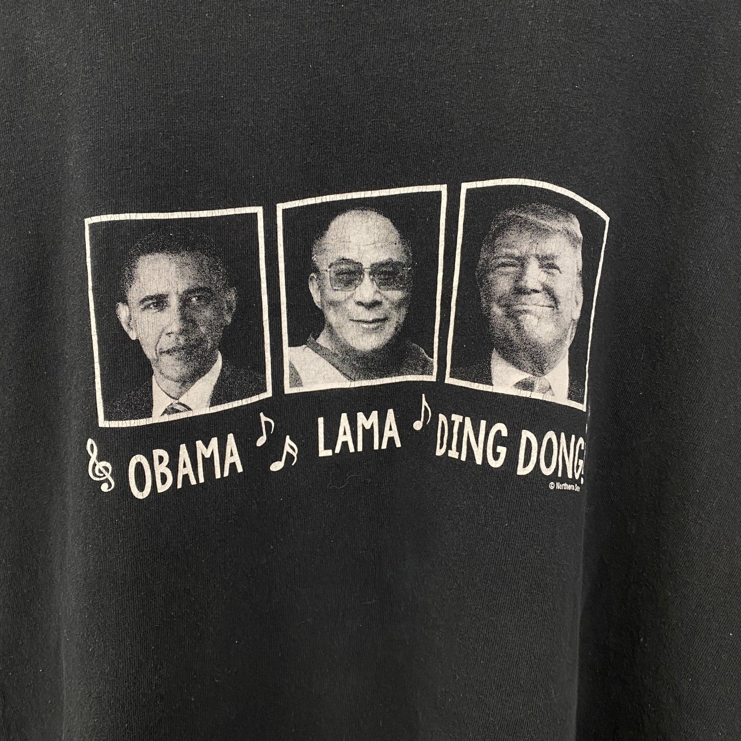 古着 used　ノーブランド　半袖デザインプリントTシャツ　アメリカ大統領　ビッグT　黒　レトロ　クルーネック　2XLサイズ