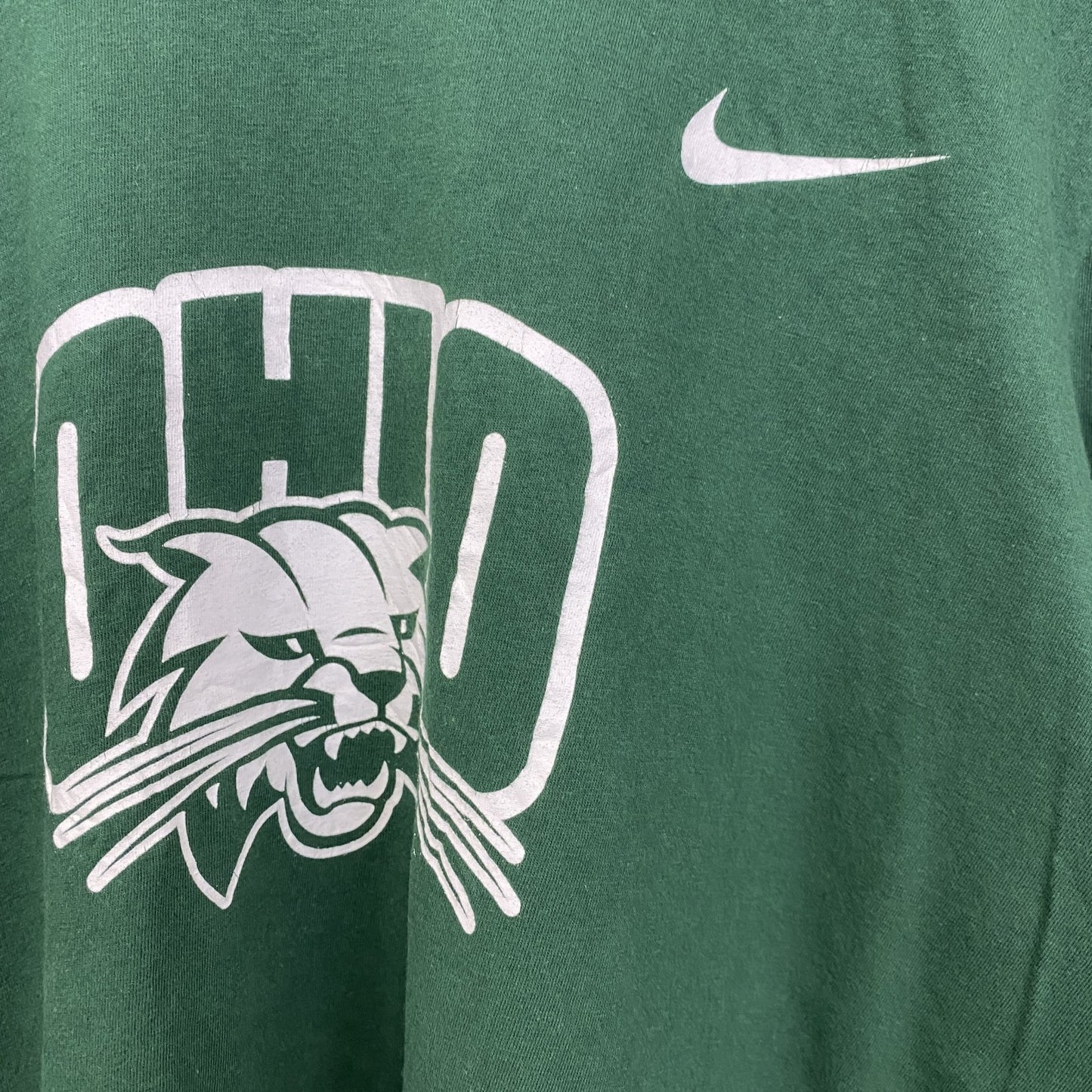 古着 used　NIKE　ナイキ　半袖カレッジプリントTシャツ　オハイオボブキャッツ　大学　バスケットボール　緑　Lサイズ