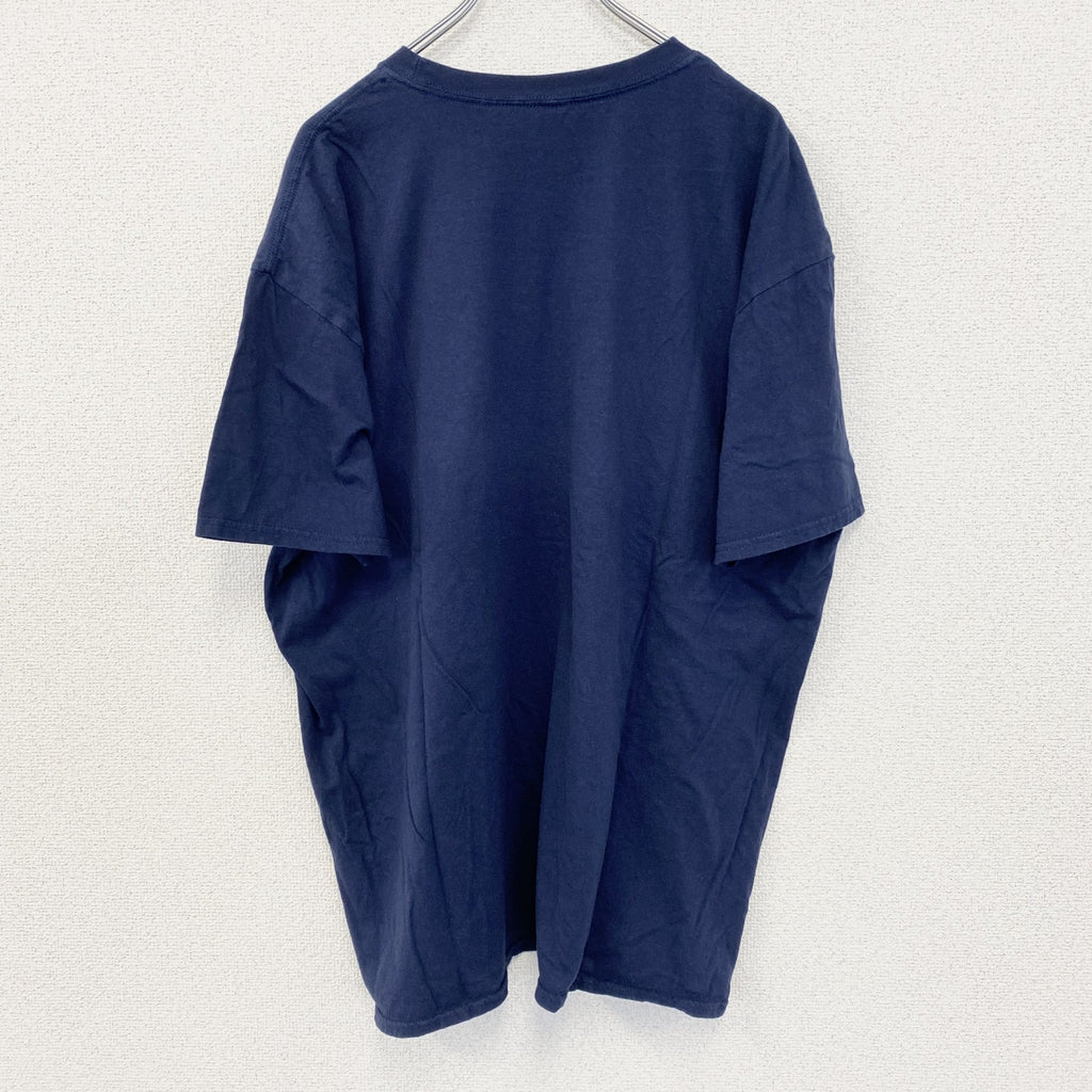 古着 used　ノーブランド　半袖デザインプリントTシャツ　アヒル　ビッグT　ネイビー　レトロ　個性的　クルーネック　XLサイズ