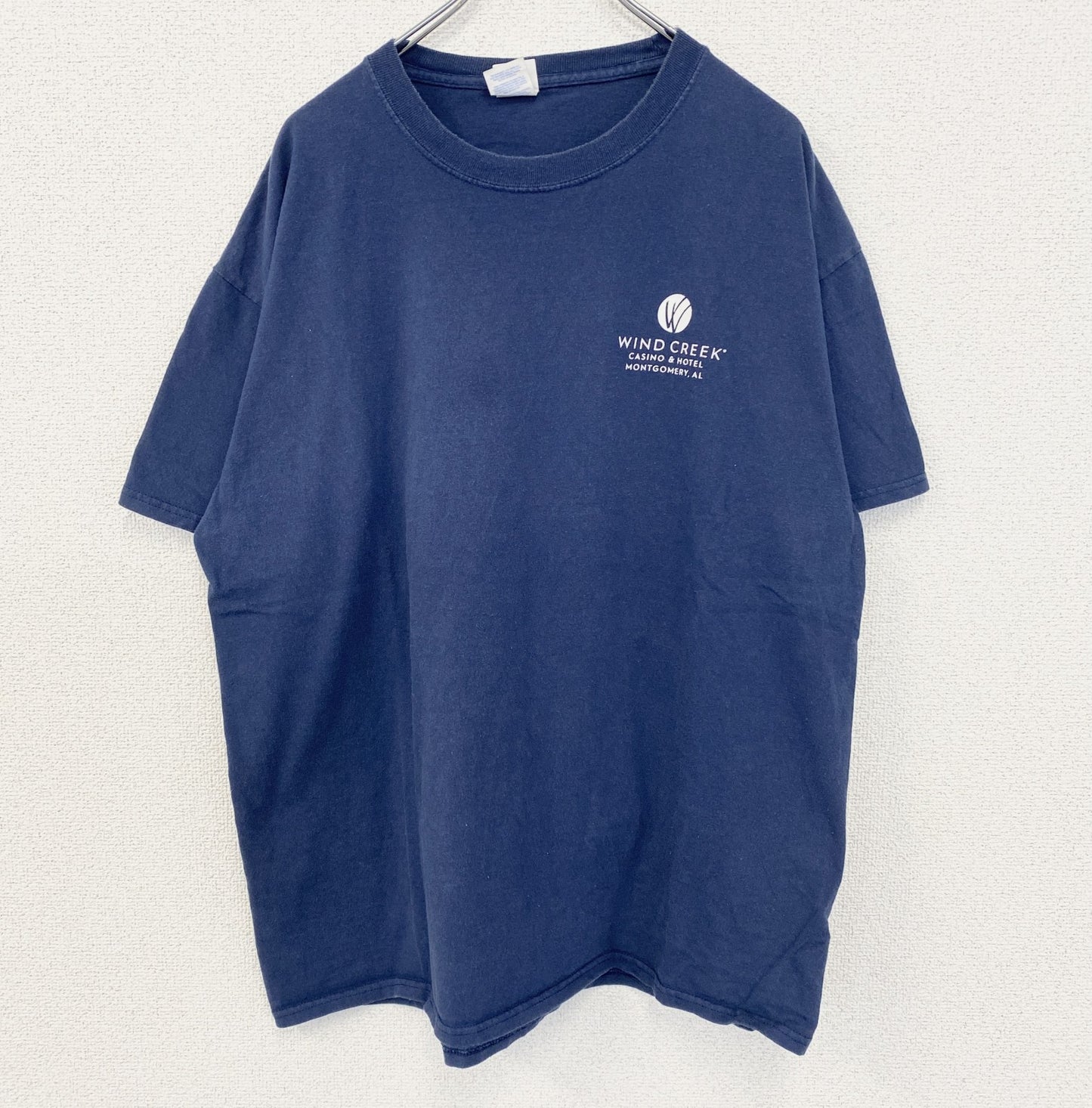 古着 used　PORT＆COMPANY　半袖デザインプリントTシャツ　チキン　鳥　ビッグT　ネイビー　クルーネック　XLサイズ