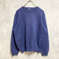 90s　Polo by Ralph Lauren　ラルフローレン　クルーネックニットセーター　ネイビー　XLサイズ
