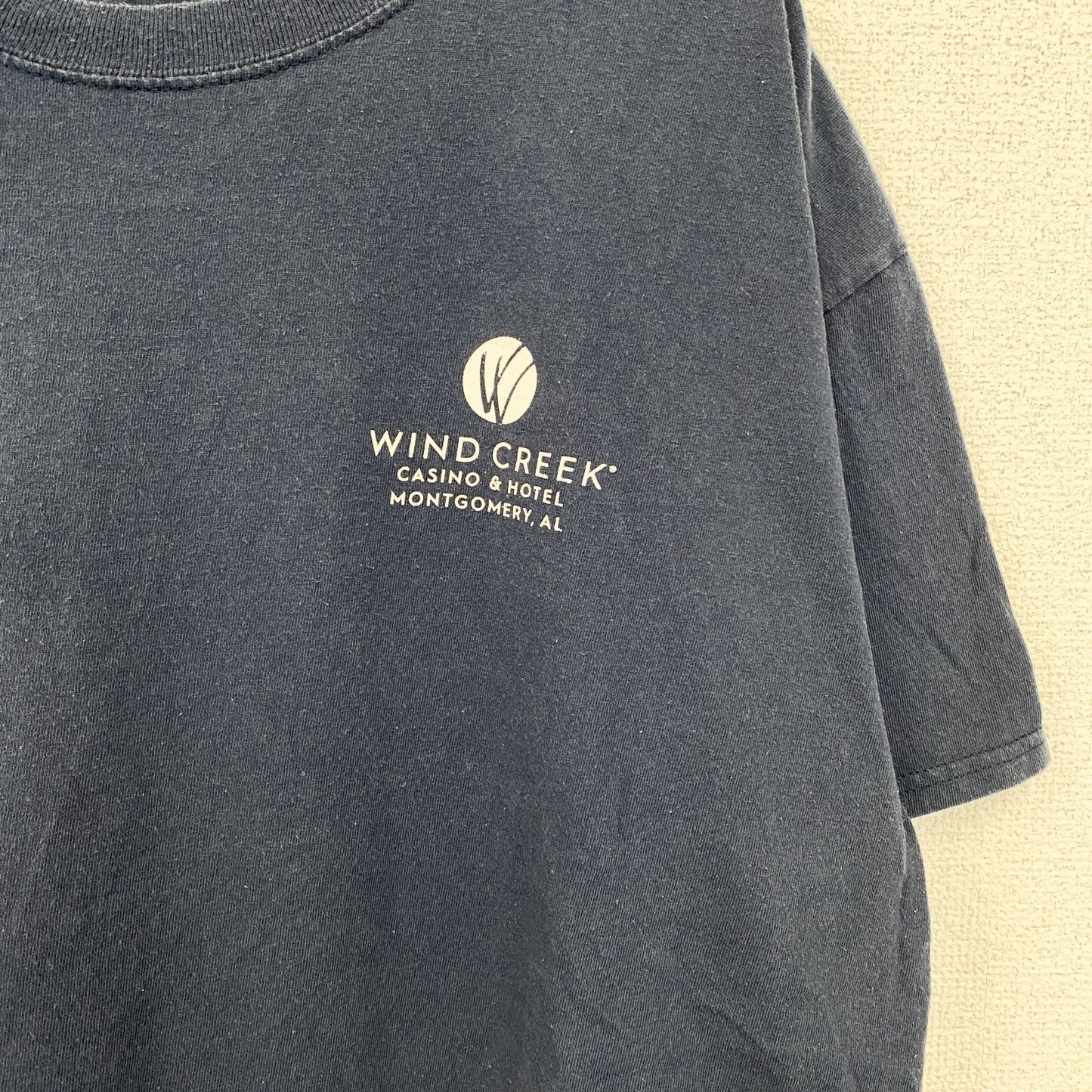 古着 used　PORT＆COMPANY　半袖デザインプリントTシャツ　チキン　鳥　ビッグT　ネイビー　クルーネック　XLサイズ