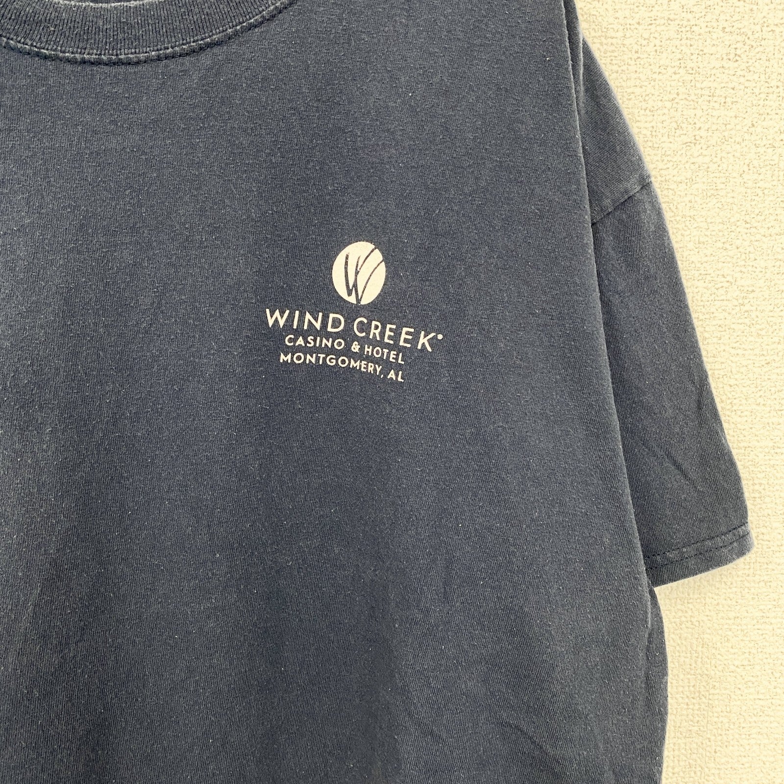 古着 used　PORT＆COMPANY　半袖デザインプリントTシャツ　チキン　鳥　ビッグT　ネイビー　クルーネック　XLサイズ