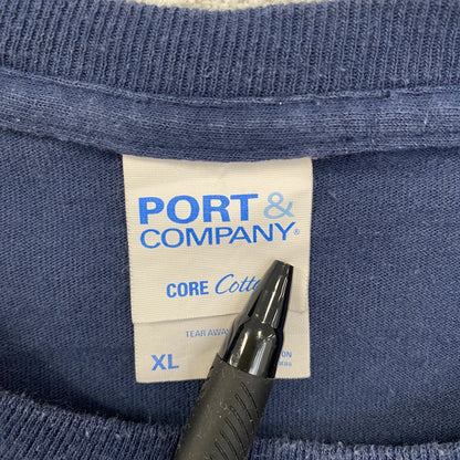 古着 used　PORT＆COMPANY　半袖デザインプリントTシャツ　チキン　鳥　ビッグT　ネイビー　クルーネック　XLサイズ