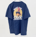 古着 used　PORT＆COMPANY　半袖デザインプリントTシャツ　チキン　鳥　ビッグT　ネイビー　クルーネック　XLサイズ