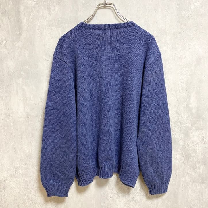 90s　Polo by Ralph Lauren　ラルフローレン　クルーネックニットセーター　ネイビー　XLサイズ