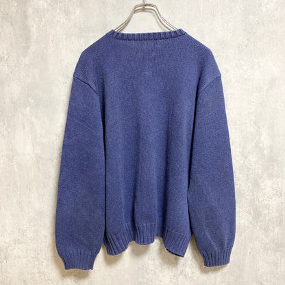 90s　Polo by Ralph Lauren　ラルフローレン　クルーネックニットセーター　ネイビー　XLサイズ