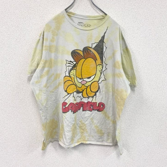 nickeldeon　ガーフィールド　半袖キャラクタープリントTシャツ　カートゥーン　タイダイ　黄色　イエロー　2XLサイズ