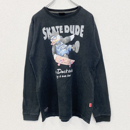 古着 used B ONE SOUL ビー ワン ソウル　長袖デザインTシャツ　ダックデュード　クルーネック　黒　Lサイズ