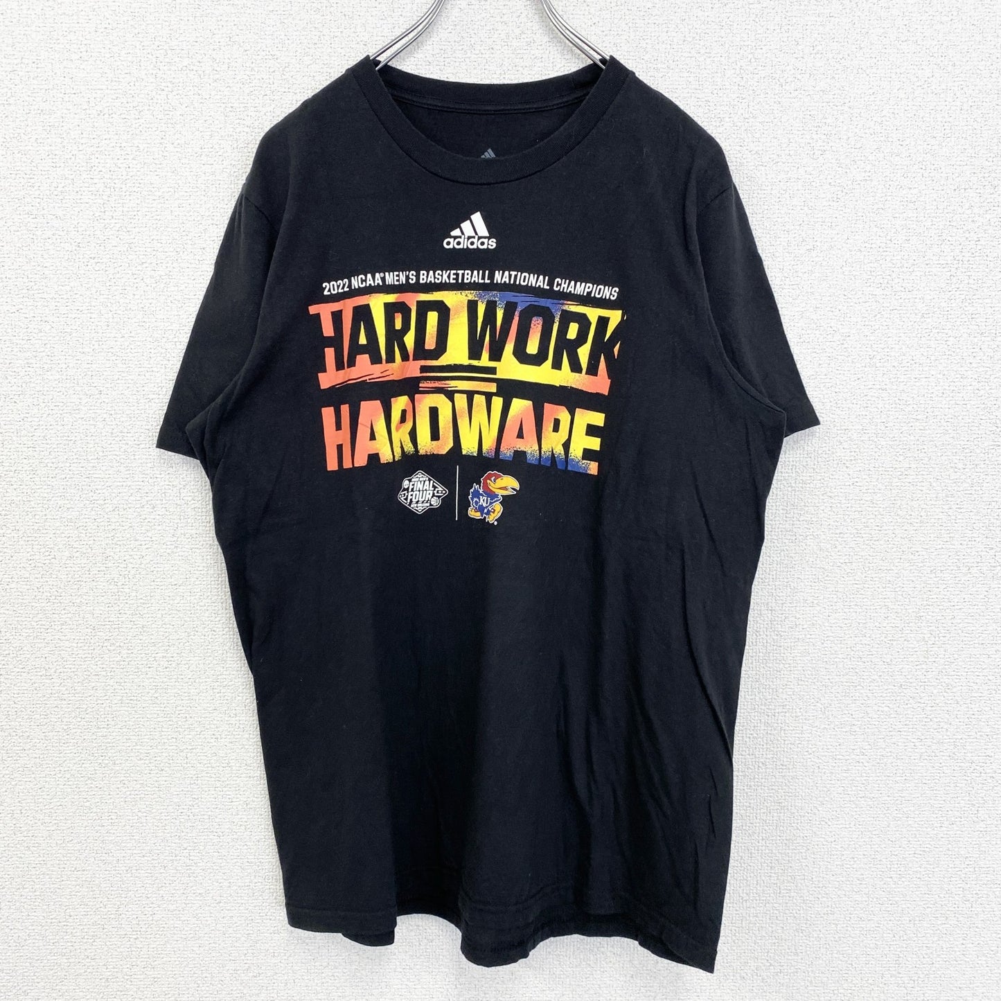 古着 used　adidas　アディダス　半袖クルーネックプリントTシャツ　NCAA　バスケットボール　黒　ブラック　Lサイズ