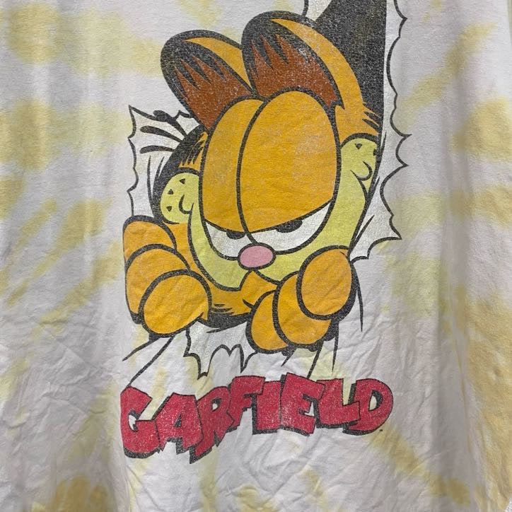 nickeldeon　ガーフィールド　半袖キャラクタープリントTシャツ　カートゥーン　タイダイ　黄色　イエロー　2XLサイズ