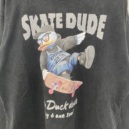 古着 used B ONE SOUL ビー ワン ソウル　長袖デザインTシャツ　ダックデュード　クルーネック　黒　Lサイズ