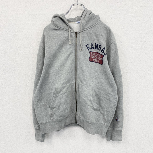 Champion　チャンピオン　フルジップスウェットパーカー/フーディー　アーチプリント　トリコタグ　復刻　灰色　グレー　Mサイズ