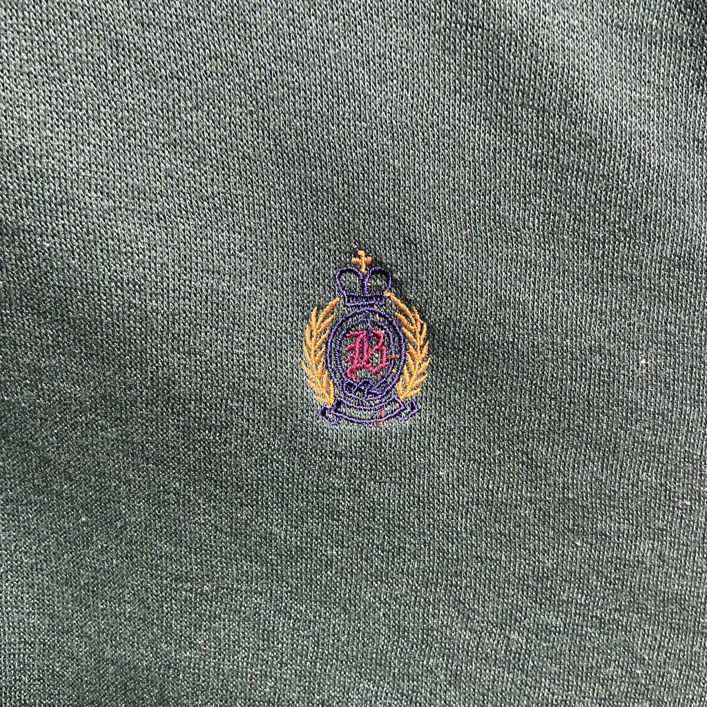 古着 used　BugleBoy ビューグルボーイ　長袖ワンポイントロゴ刺繍ポロシャツ　緑　グリーン　レトロデザイン　XLサイズ