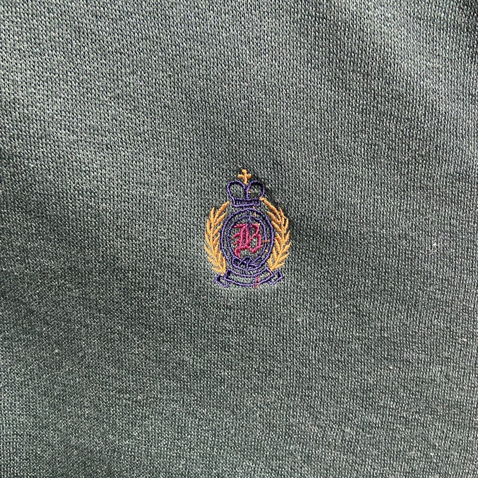 古着 used　BugleBoy ビューグルボーイ　長袖ワンポイントロゴ刺繍ポロシャツ　緑　グリーン　レトロデザイン　XLサイズ
