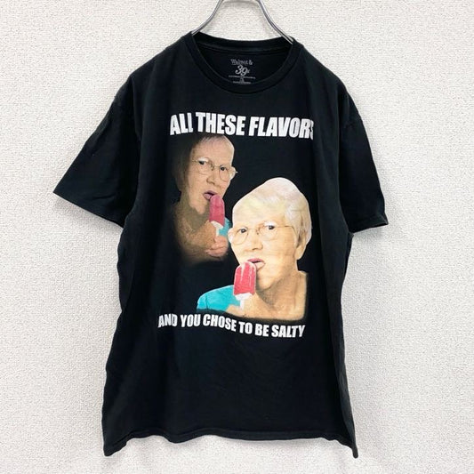 Walnut&39th　半袖プリントTシャツ　人物T　おばあちゃんT　黒　ブラック　Lサイズ