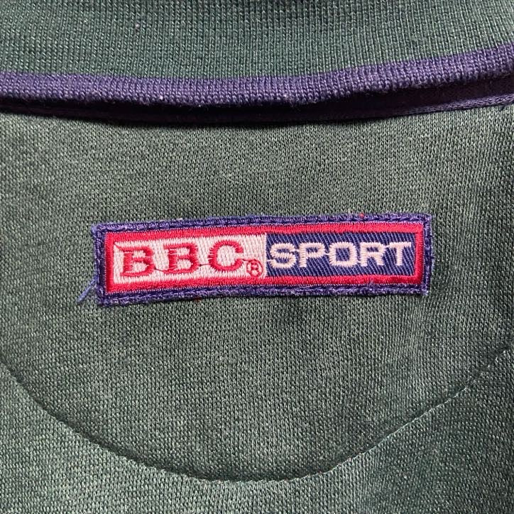 古着 used　BugleBoy ビューグルボーイ　長袖ワンポイントロゴ刺繍ポロシャツ　緑　グリーン　レトロデザイン　XLサイズ