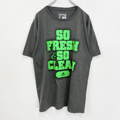 古着 used　adidas　アディダス　半袖クルーネックプリントTシャツ　SO FRESH＆SO CLEAR　グレー　Lサイズ