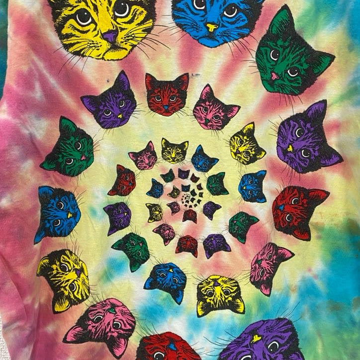 FRUIT OF THE LOOM　半袖プリントTシャツ　Grateful Dead　グレイトフル・デッド　パロディT　猫　タイダイ　Mサイズ