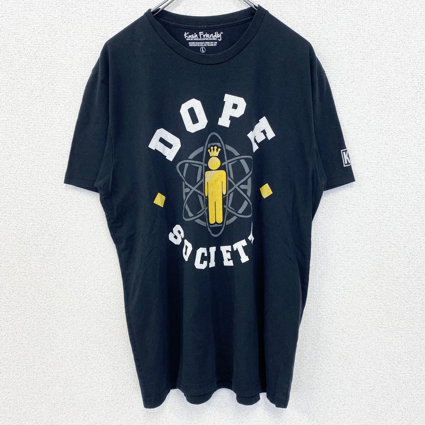 古着 used　Kush Friendly　半袖デザインTシャツ　DOPE SOCIETY　クルーネック　黒　ブラック　Lサイズ