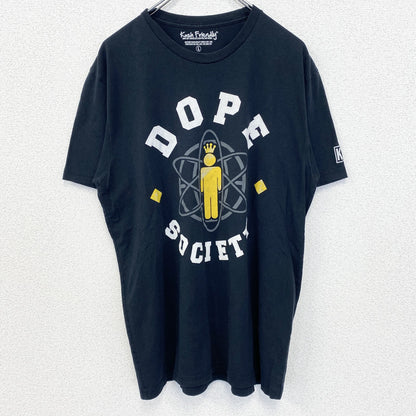 古着 used　Kush Friendly　半袖デザインTシャツ　DOPE SOCIETY　クルーネック　黒　ブラック　Lサイズ