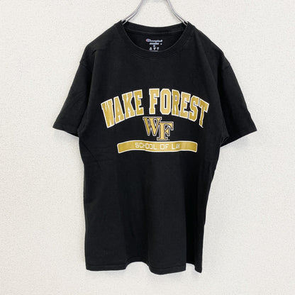 古着 used　Champion　チャンピオン　半袖カレッジプリントTシャツ　ウェイクフォレスト大学　黒　ブラック　Mサイズ