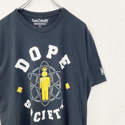 古着 used　Kush Friendly　半袖デザインTシャツ　DOPE SOCIETY　クルーネック　黒　ブラック　Lサイズ