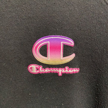 Champion　チャンピオン　スウェット/トレーナー　ラグランスリーブ　前V　刺繍ロゴ　ワンポイント　現行　黒　ブラック　Lサイズ