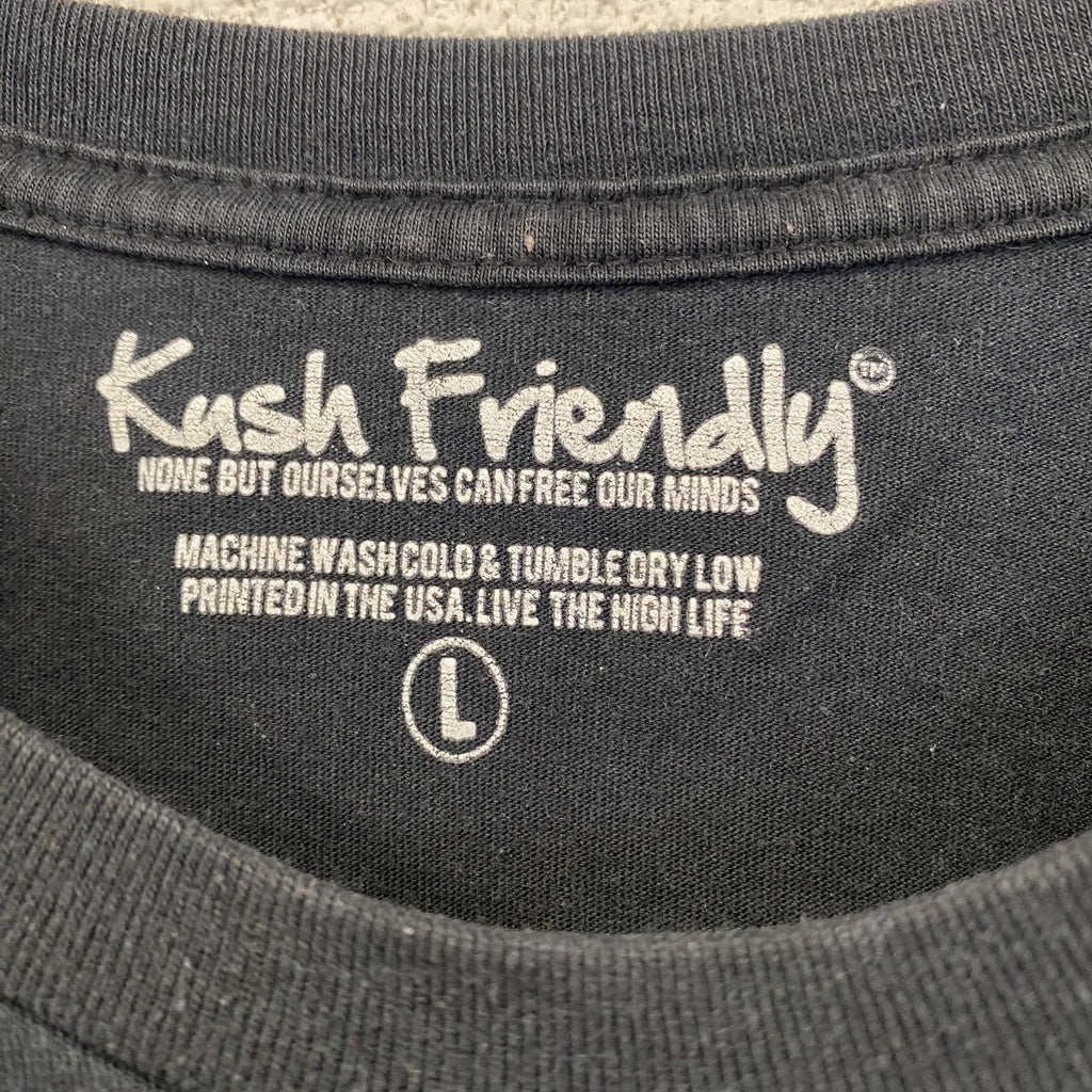 古着 used　Kush Friendly　半袖デザインTシャツ　DOPE SOCIETY　クルーネック　黒　ブラック　Lサイズ