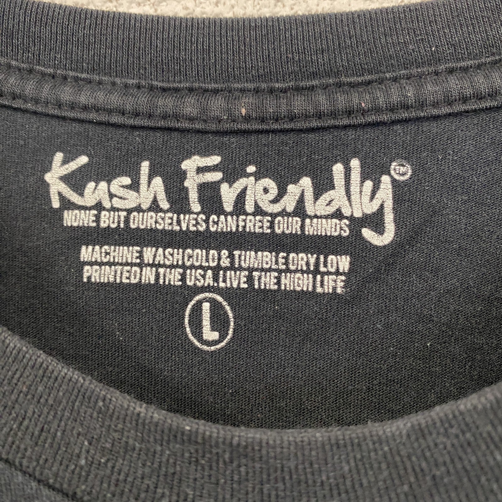 古着 used　Kush Friendly　半袖デザインTシャツ　DOPE SOCIETY　クルーネック　黒　ブラック　Lサイズ