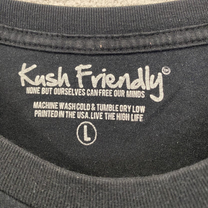 古着 used　Kush Friendly　半袖デザインTシャツ　DOPE SOCIETY　クルーネック　黒　ブラック　Lサイズ