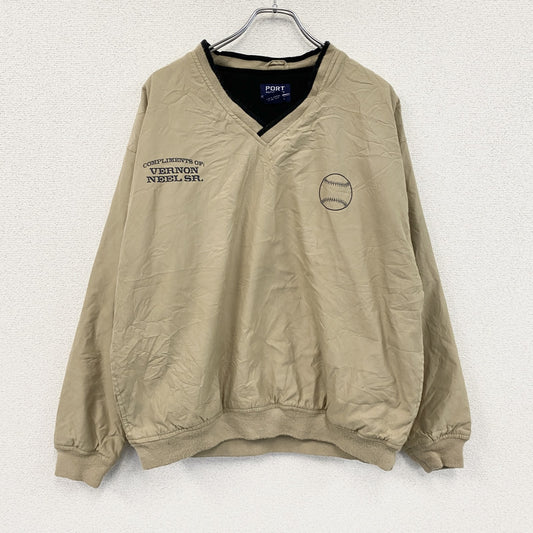 90s　PORT AUTHORITY　ナイロンプルオーバージャケット　ヴィンテージ　ベージュ　Lサイズ