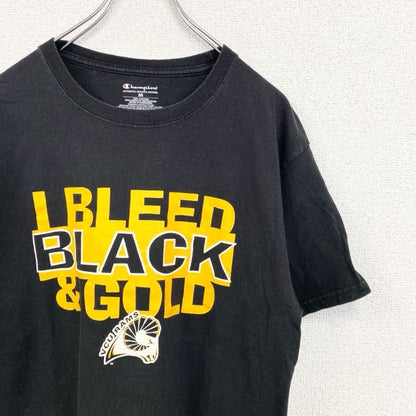 古着 used　Champion　チャンピオン　半袖クルーネックプリントTシャツ　BLACK＆GOLD　バスケ　黒　Mサイズ