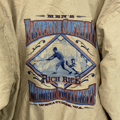 90s　PORT AUTHORITY　ナイロンプルオーバージャケット　ヴィンテージ　ベージュ　Lサイズ