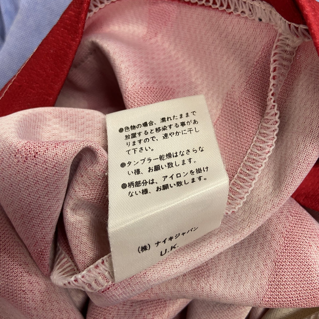 90s　NIKE　ナイキ　半袖ポロシャツ　Vネック　バイカラー　赤　レッド　白　ホワイト　Lサイズ