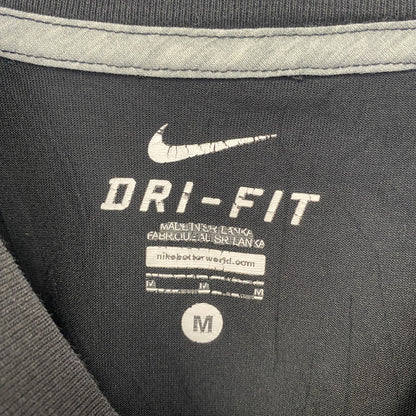 古着 used　NIKE ナイキ　半袖プリントデザインTシャツ　スウッシュロゴ　炎　DRI-FIT　クルーネック　黒　Mサイズ