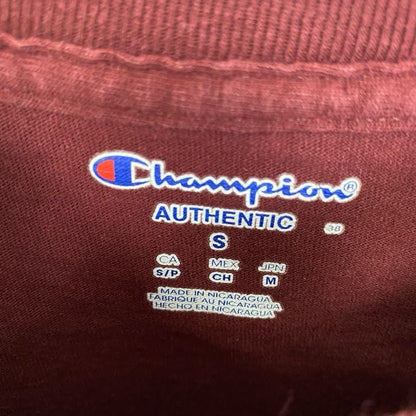 古着 used　Champion　チャンピオン　半袖カレッジプリントTシャツ　フェアモントステート大学　ワインレッド　Sサイズ