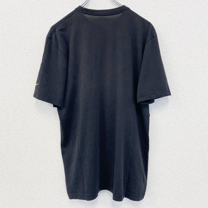 古着 used　NIKE ナイキ　半袖プリントデザインTシャツ　スウッシュロゴ　炎　DRI-FIT　クルーネック　黒　Mサイズ