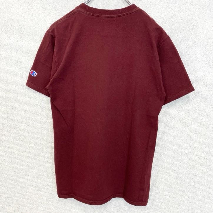 古着 used　Champion　チャンピオン　半袖カレッジプリントTシャツ　フェアモントステート大学　ワインレッド　Sサイズ