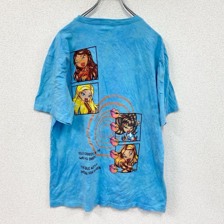 BRATZ　ブラッツ　半袖キャラクタープリントTシャツ　USドールT　ギャルT　タイダイ　水色　ライトブルー　Mサイズ